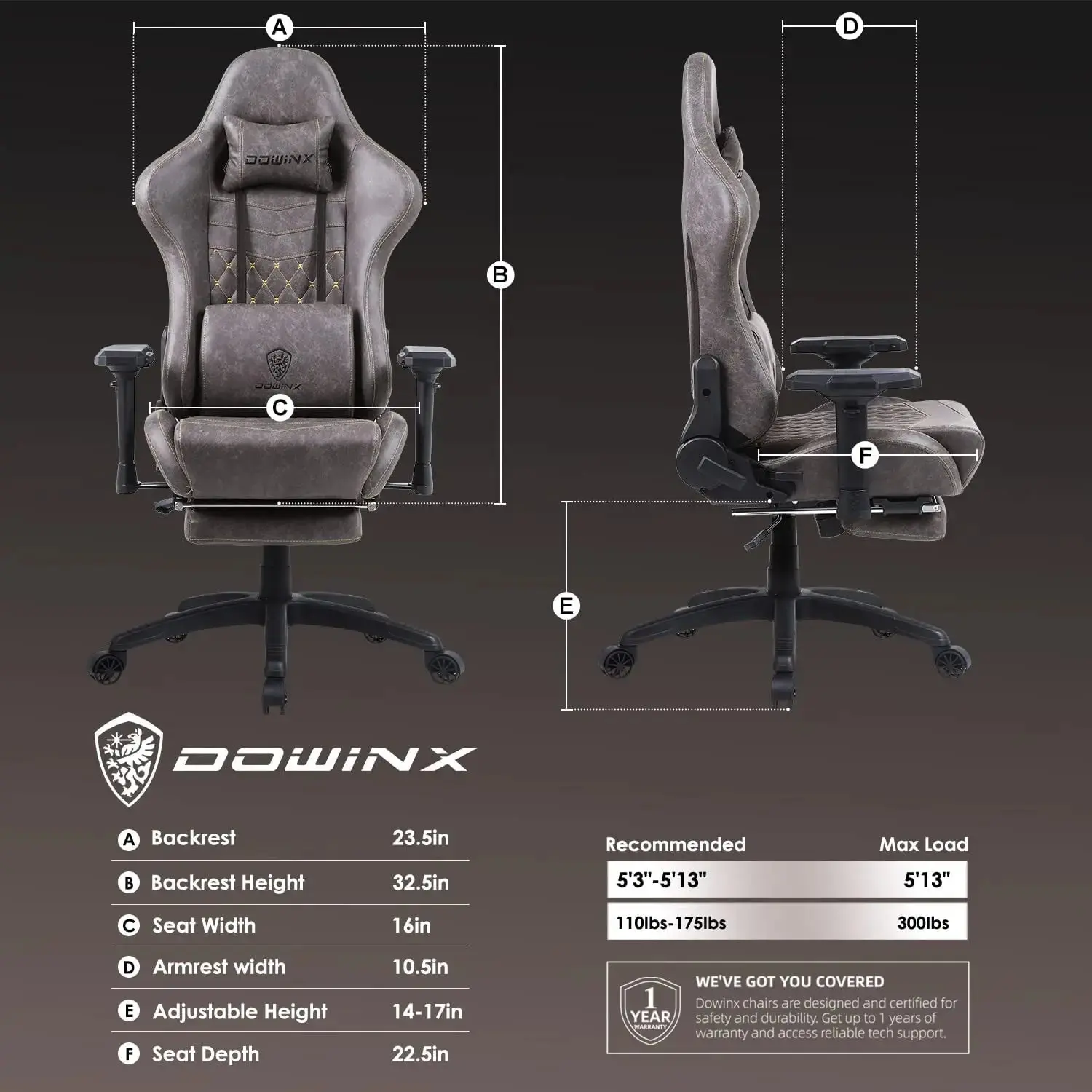 Dowinx Retro Series 6689S-Brown-4D armrests - Image 8