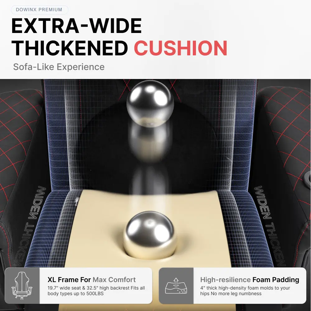 Dowinx 66D3 Wide Office Chair with Massage & Recline-Black & Red - Image 4