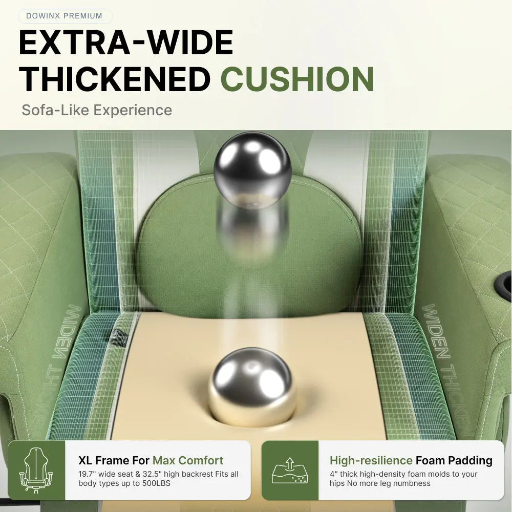 Dowinx 66D3 Wide Office Chair with Massage & Recline-Green - Image 4