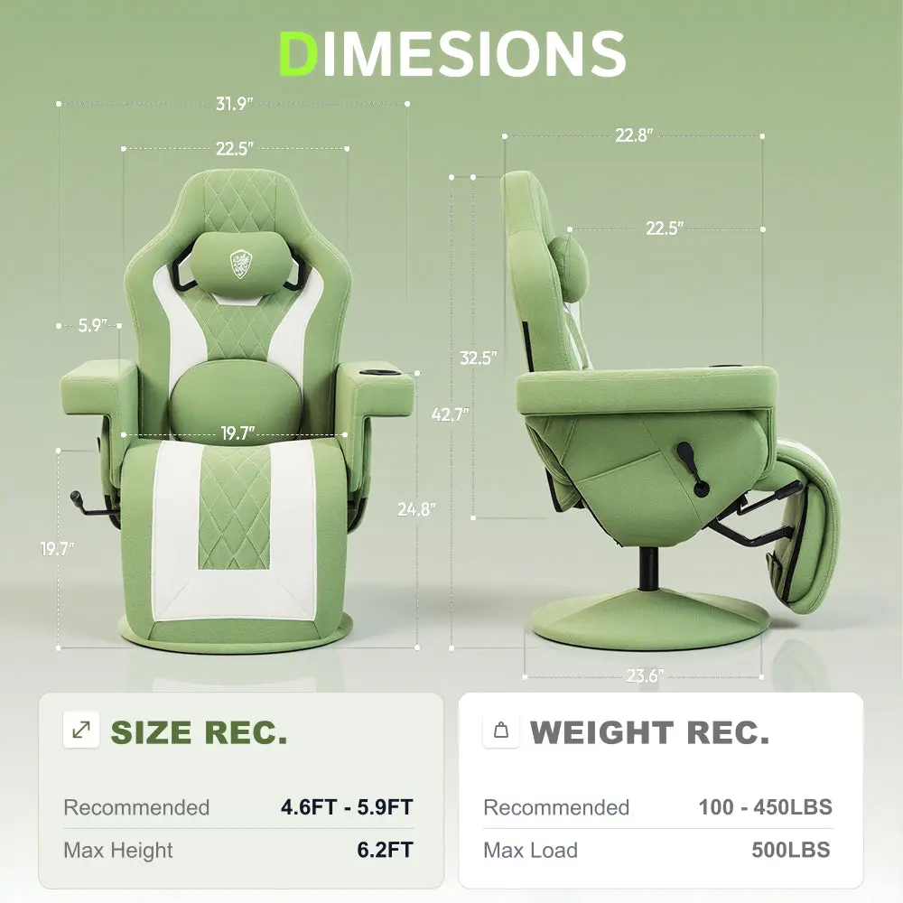 Dowinx 66D3 Wide Office Chair with Massage & Recline-Green - Image 7