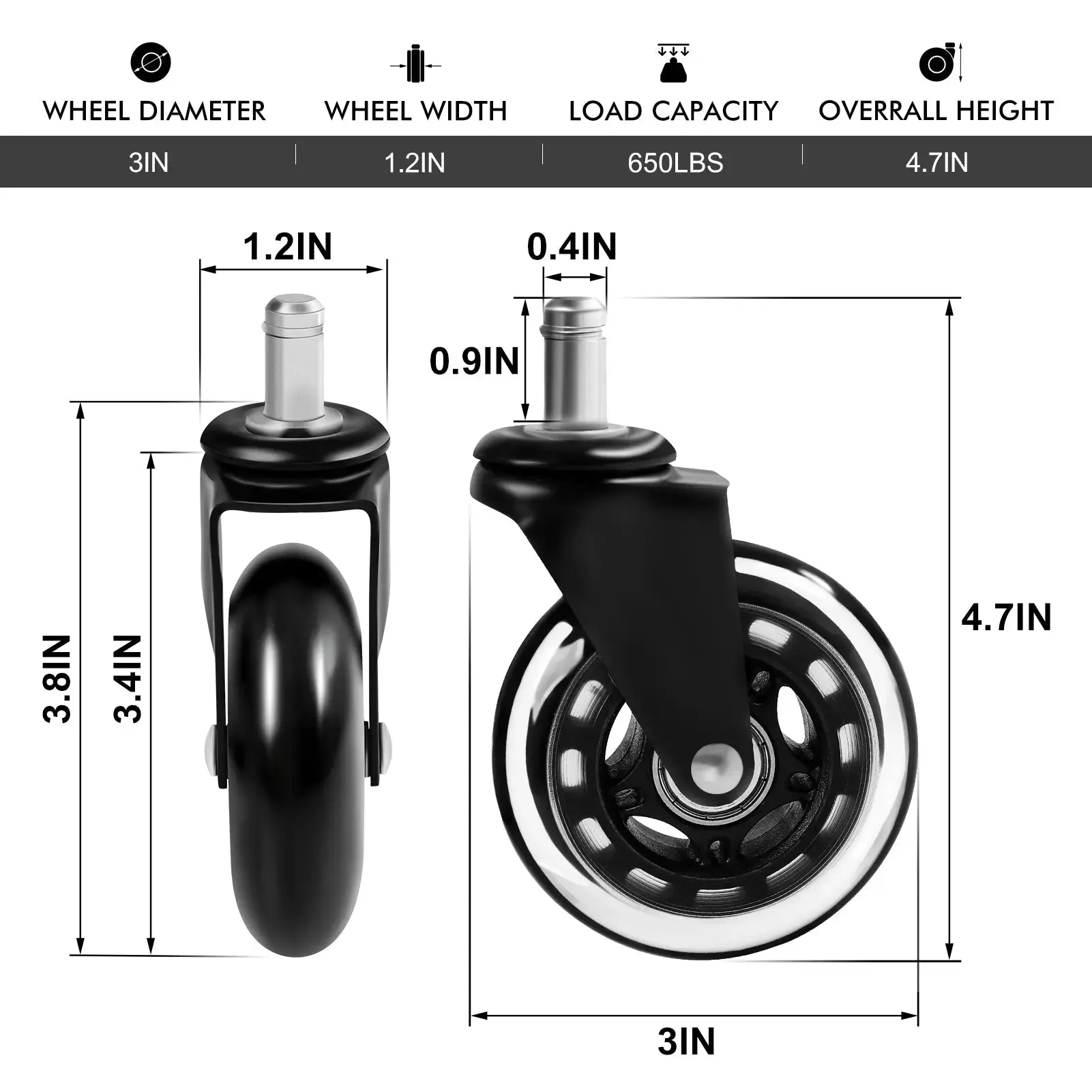 Dowinx Chair Castors （5 wheels) - Image 7