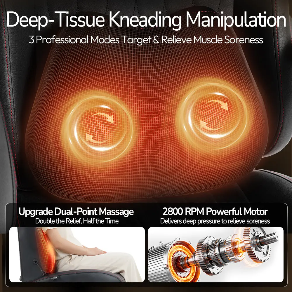 Dowinx Shiatsu Massage Gaming Chair with Footrest – Ergonomic Leather Recliner | 66D59A - Black - Image 3