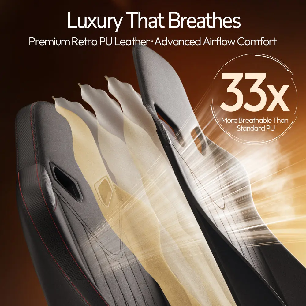 Dowinx Shiatsu Massage Gaming Chair with Footrest – Ergonomic Leather Recliner | 66D59A - Black - Image 4