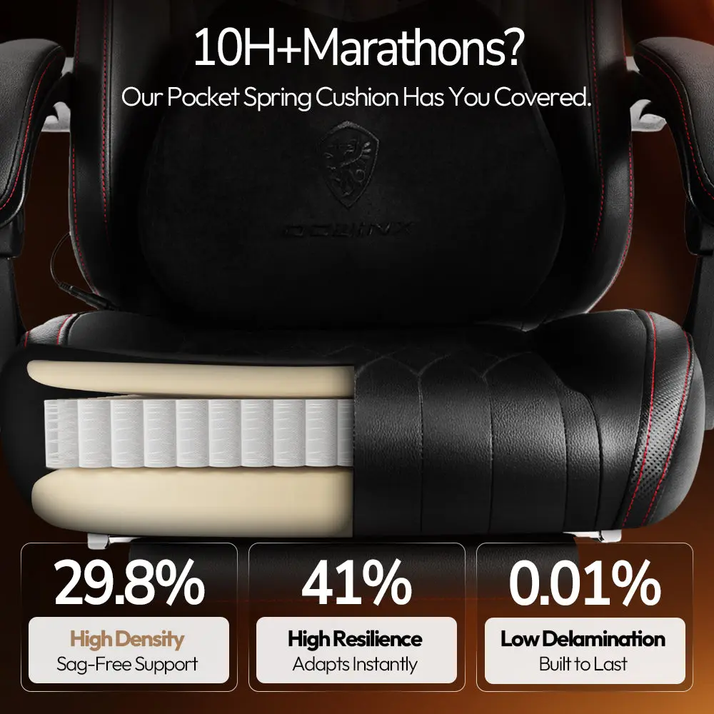 Dowinx Shiatsu Massage Gaming Chair with Footrest – Ergonomic Leather Recliner | 66D59A - Black - Image 6