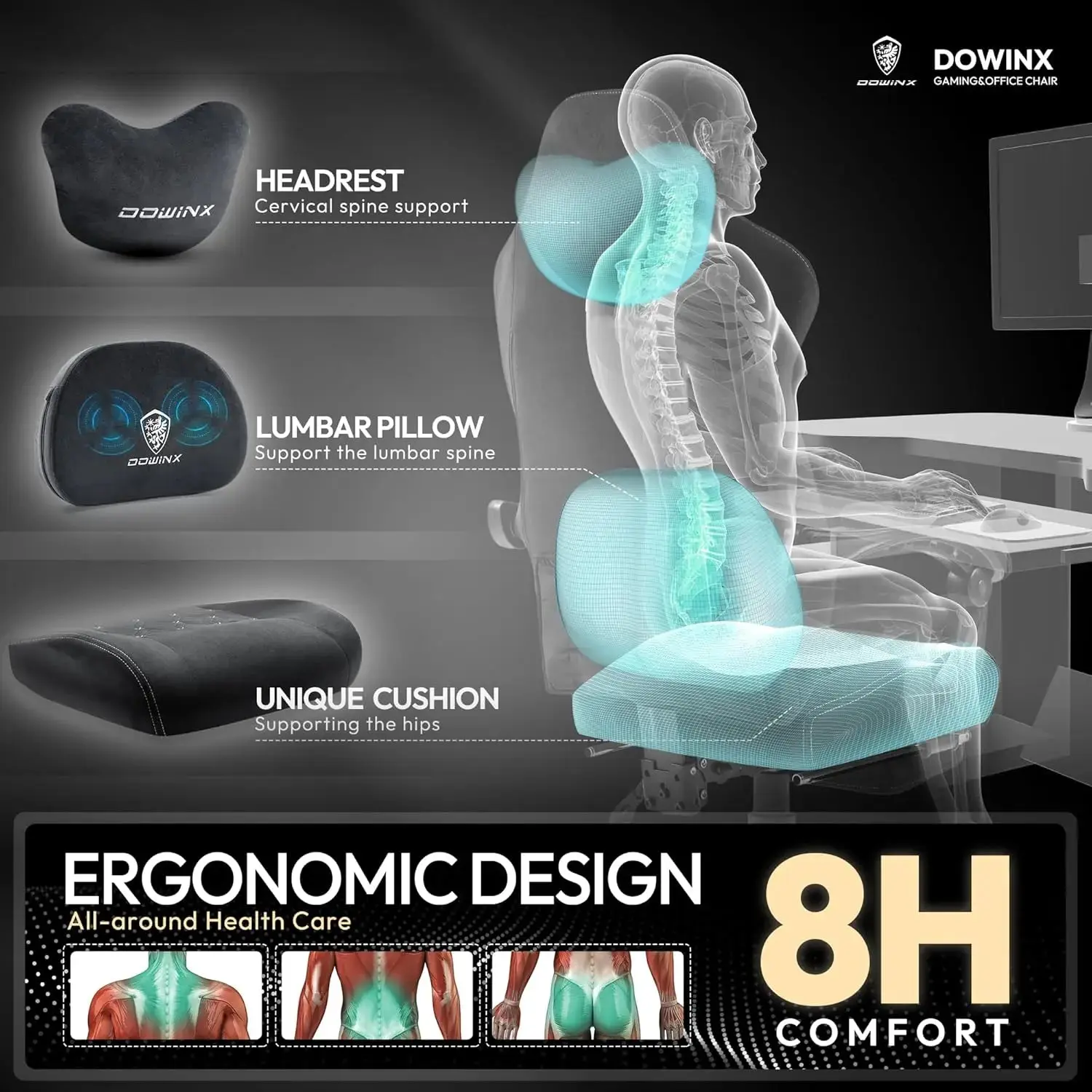 HEATED MASSAGE SERIES MB38 BLACK（Fabric） - Image 3