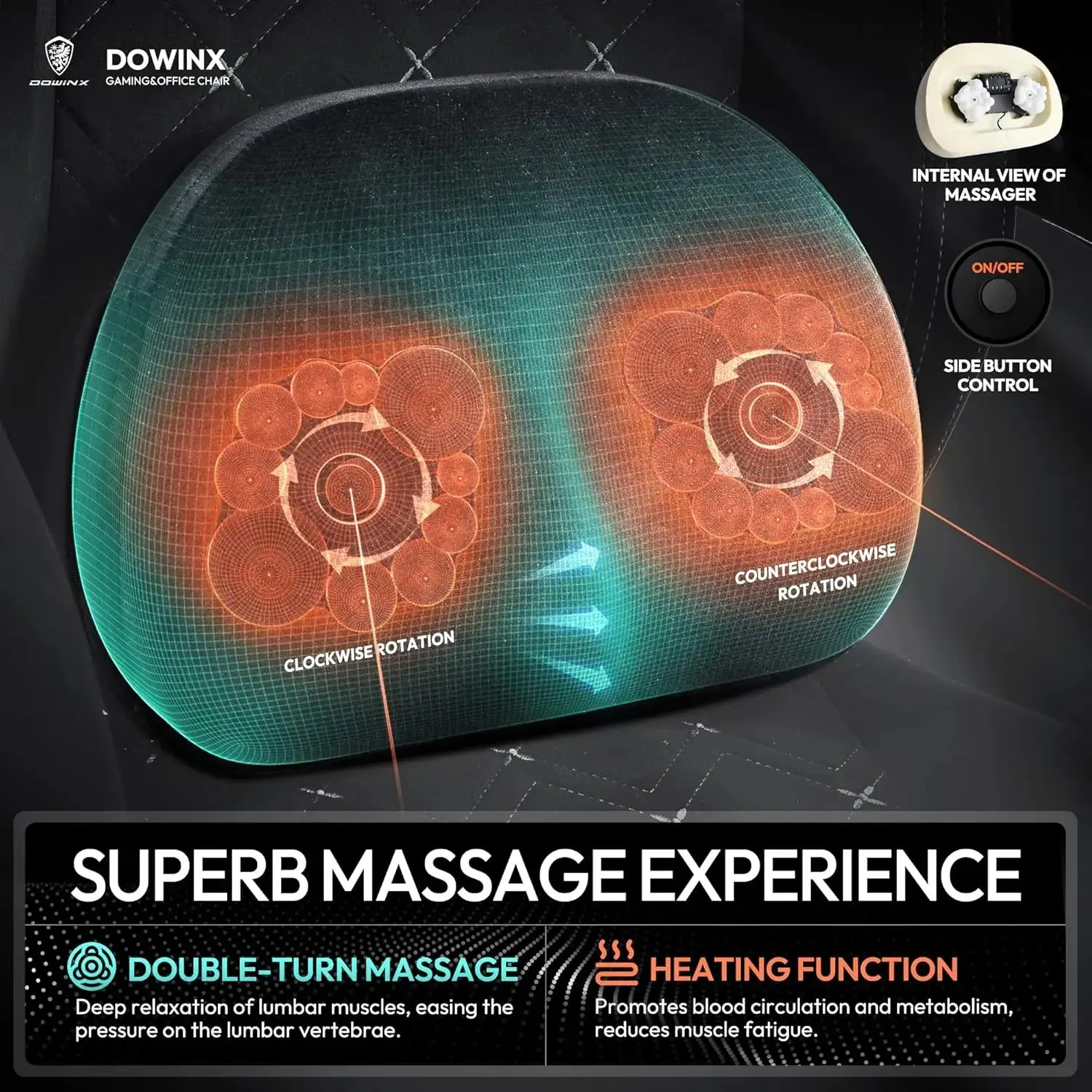 HEATED MASSAGE SERIES MB38 BLACK（Fabric） - Image 6