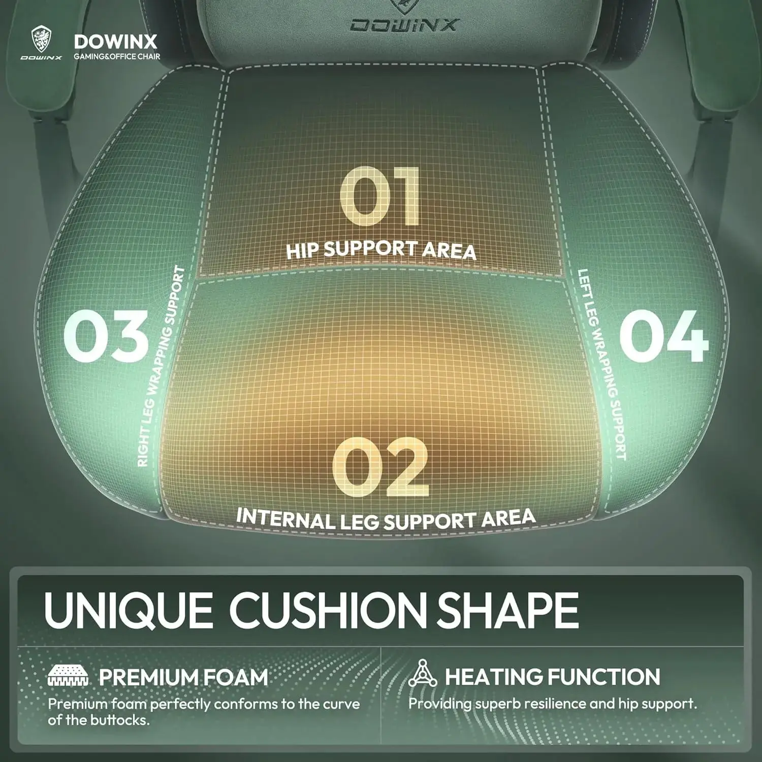 HEATED MASSAGE SERIES MB38 GREEN (Fabric) - Image 7