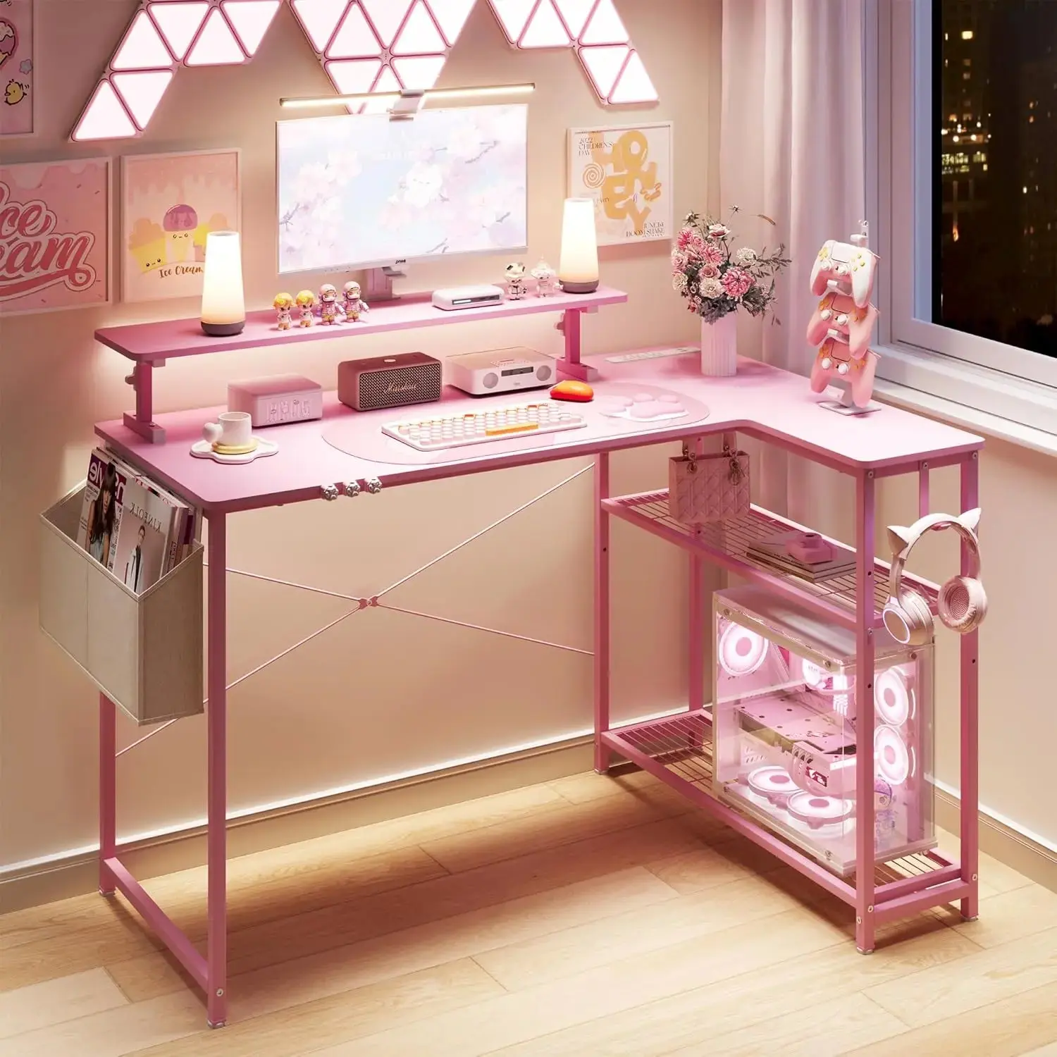 L-Shaped Gaming Desk Cute SERIES - Image 6