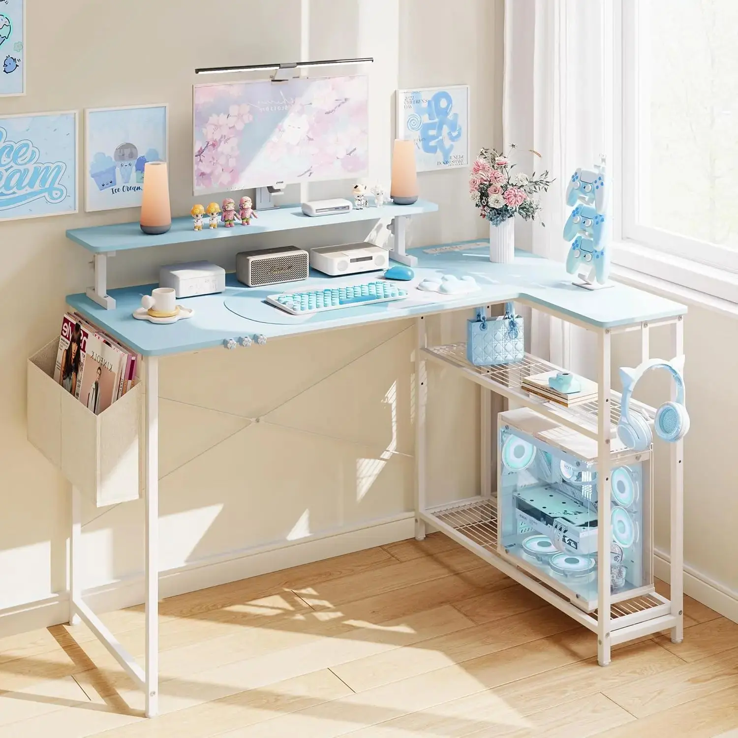 L-Shaped Gaming Desk Cute SERIES - Image 8