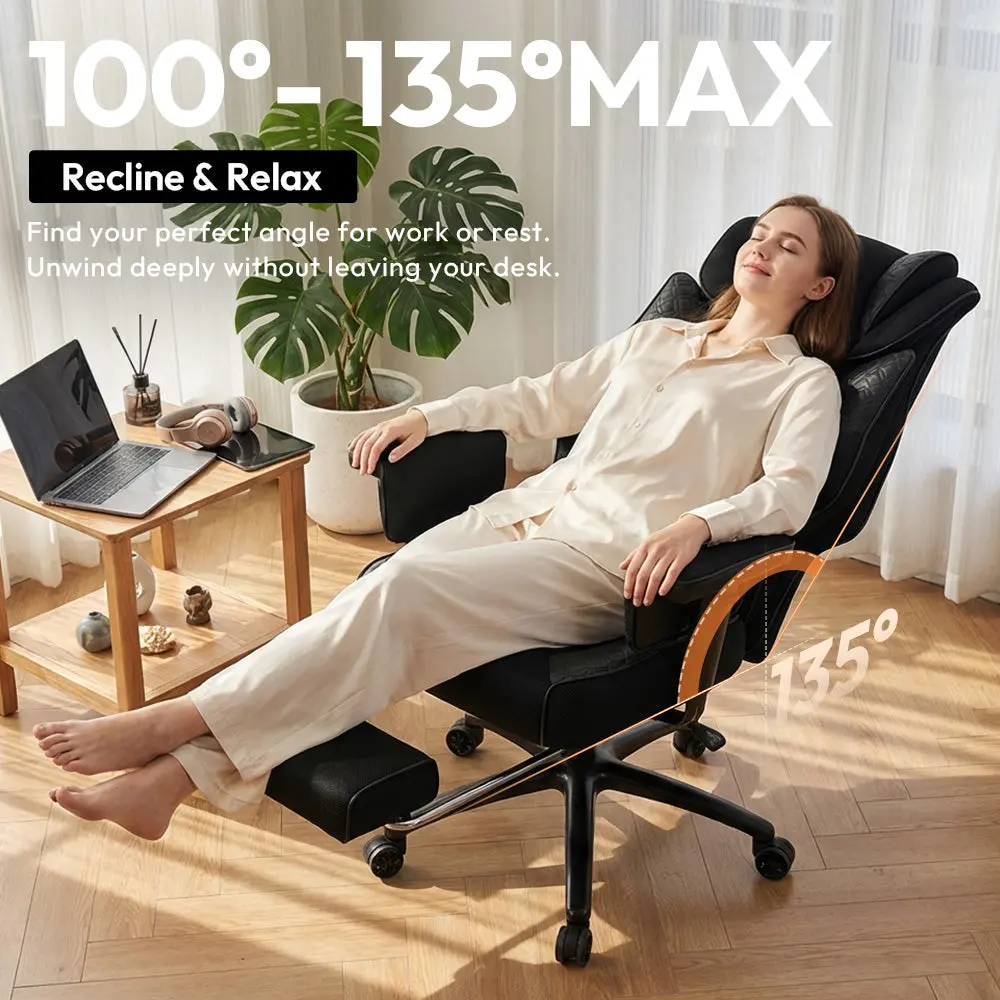 Office Chair QL-66B3 -Black– Big & Tall Massage Boss Chair for Work & Relax | Dowinx - Image 4