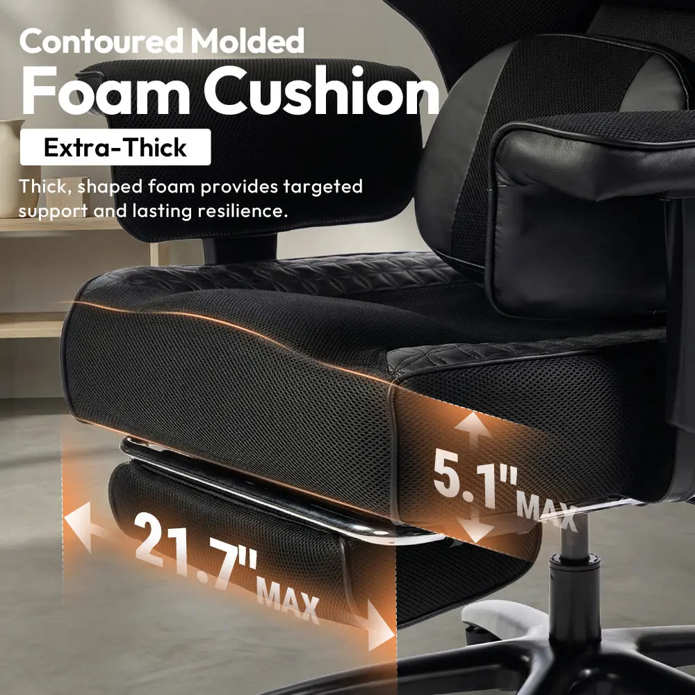 Office Chair QL-66B3 -Black– Big & Tall Massage Boss Chair for Work & Relax | Dowinx - Image 5