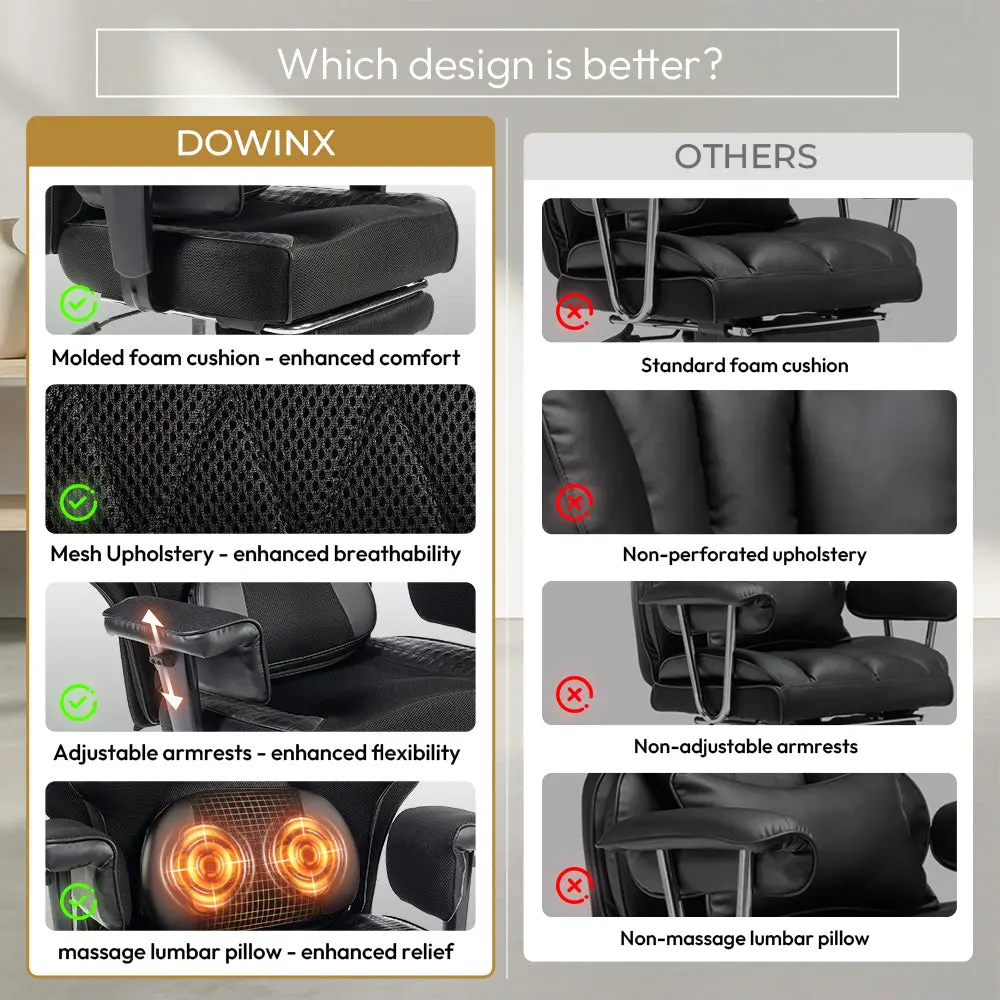 Office Chair QL-66B3 -Black– Big & Tall Massage Boss Chair for Work & Relax | Dowinx - Image 7