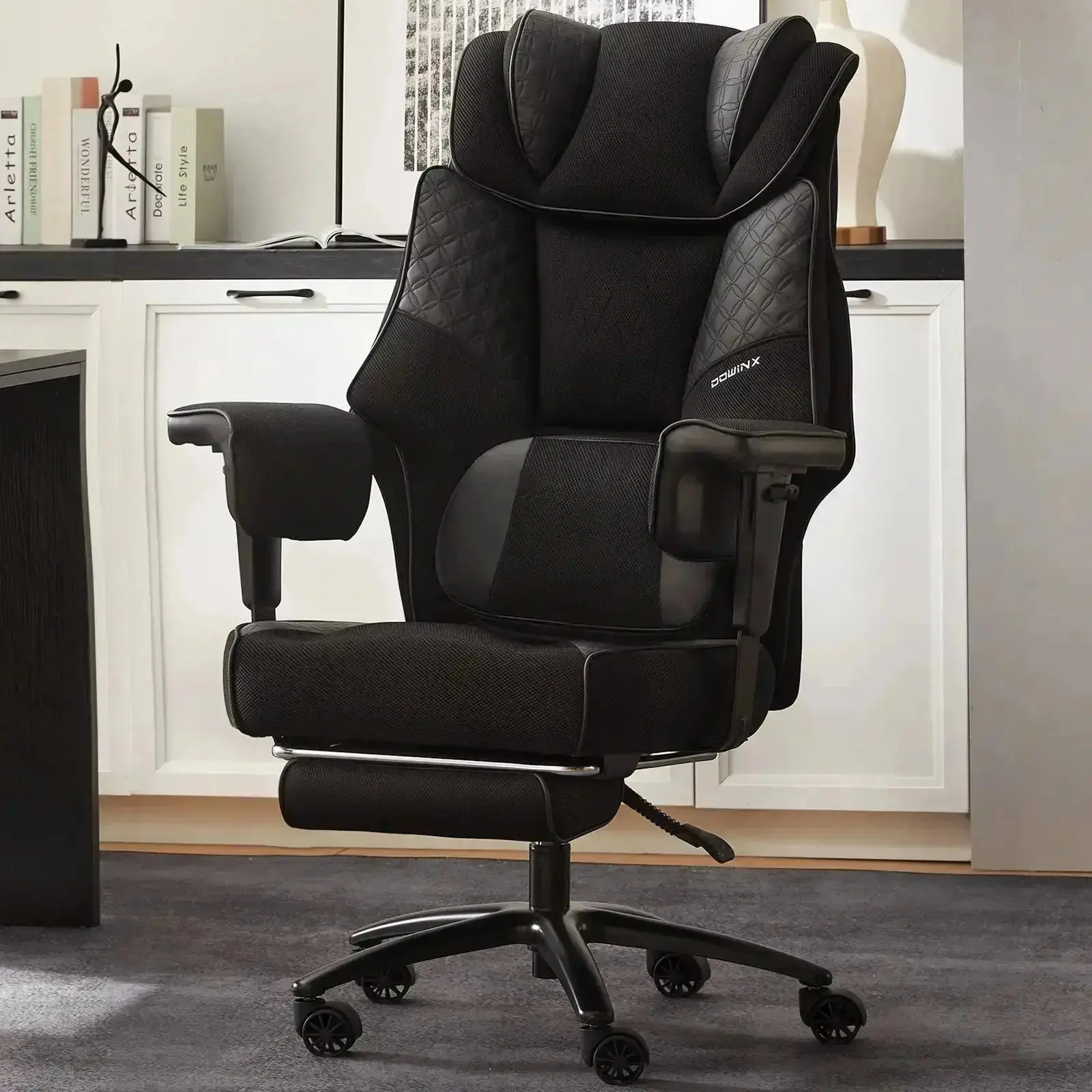 Office Chair QL-66B3 -Black– Big & Tall Massage Boss Chair for Work & Relax | Dowinx - Image 8