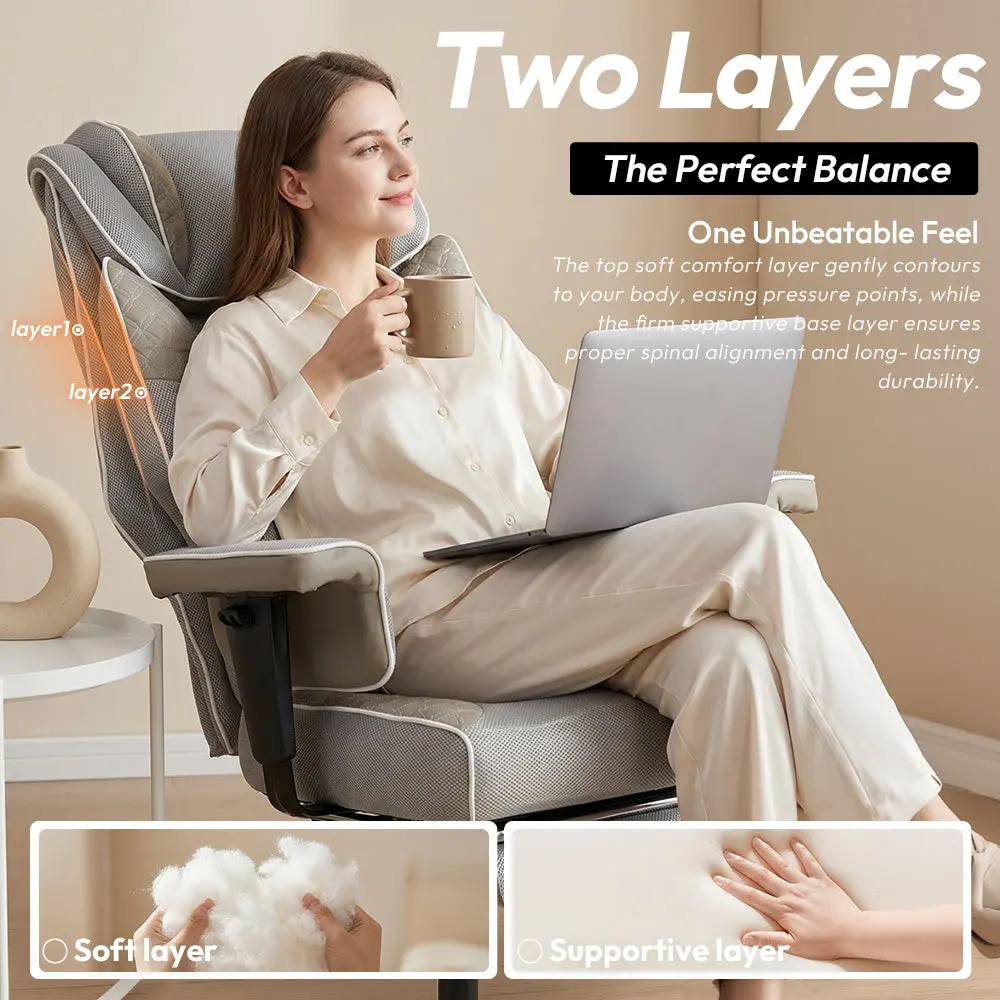 Grey Office Chair QL-66B3 – Big & Tall Massage Boss Chair for Work & Relax- GREY | Dowinx - Image 3