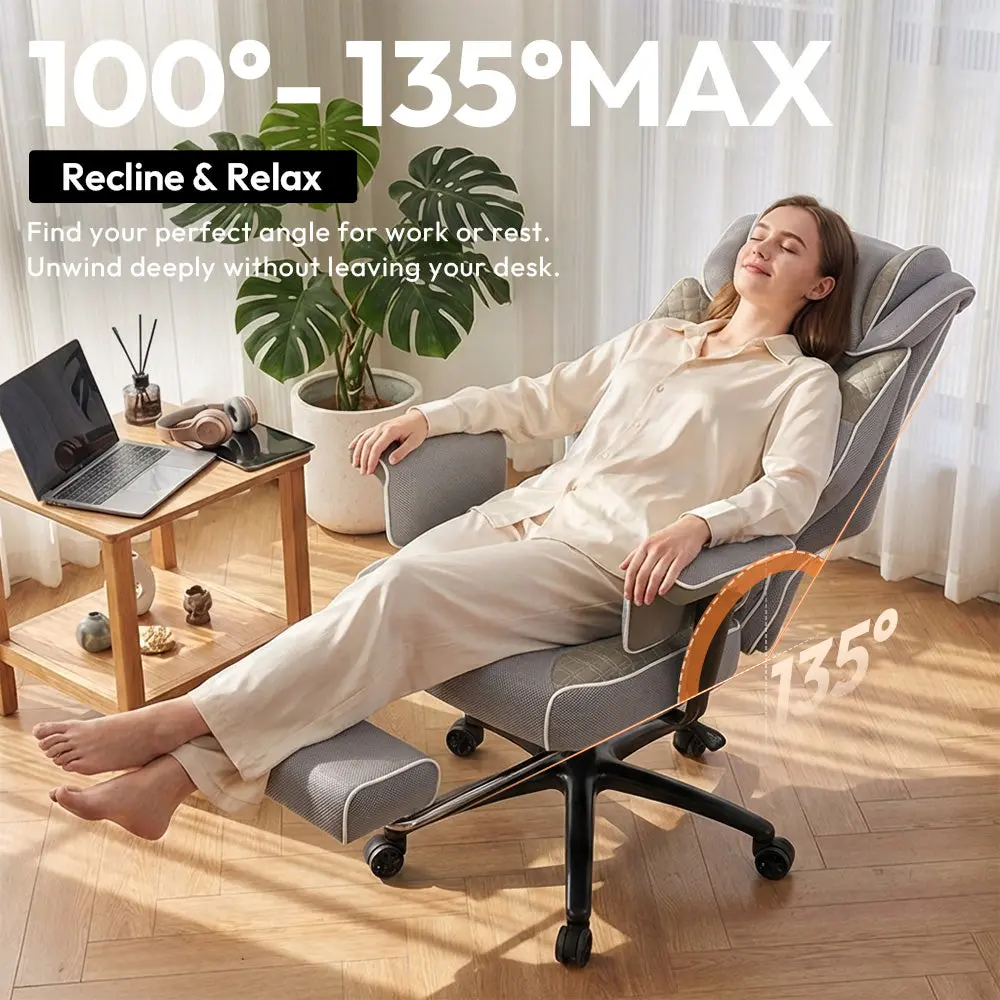 Grey Office Chair QL-66B3 – Big & Tall Massage Boss Chair for Work & Relax- GREY | Dowinx - Image 4
