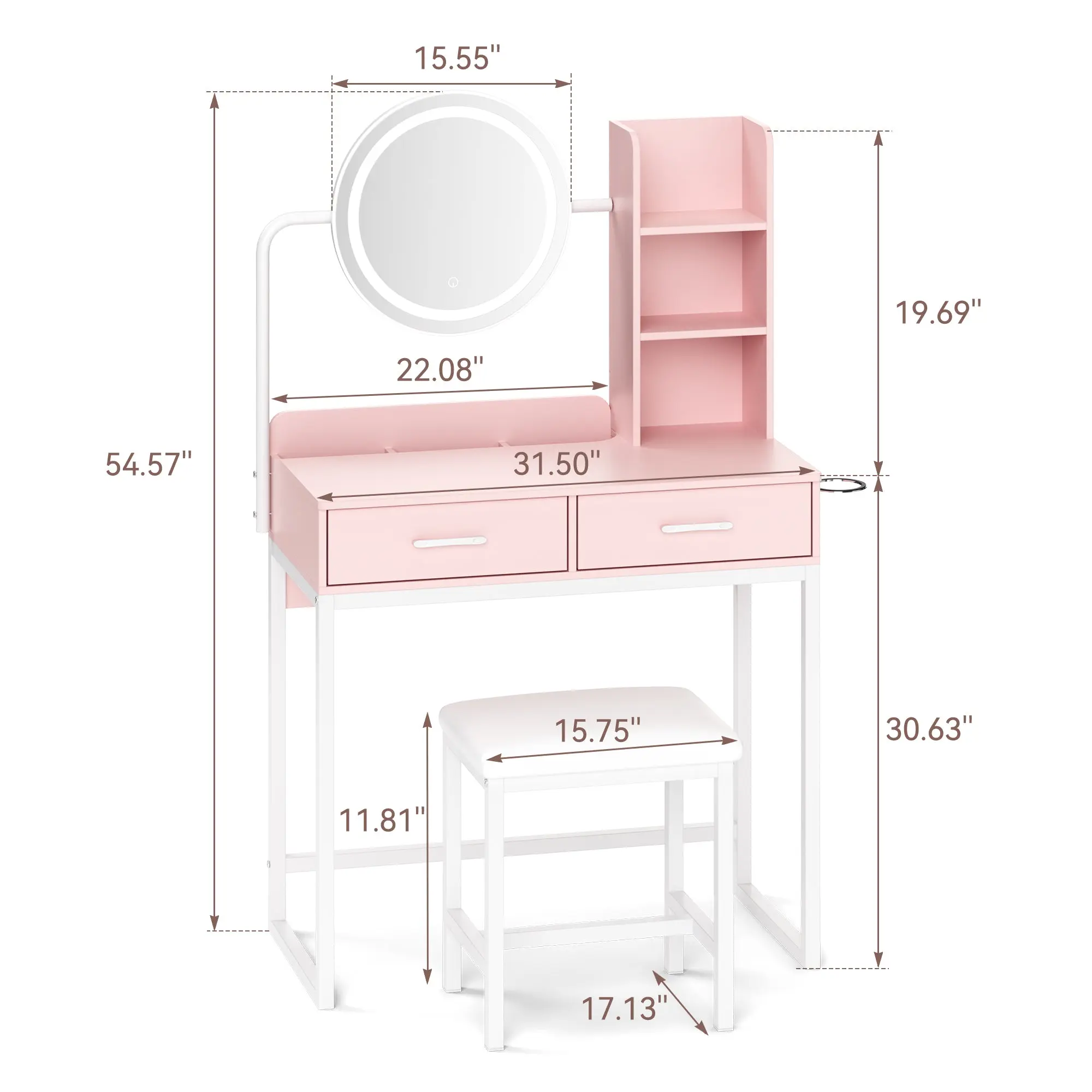 Vanity Desk GJ Pink and White - Image 3