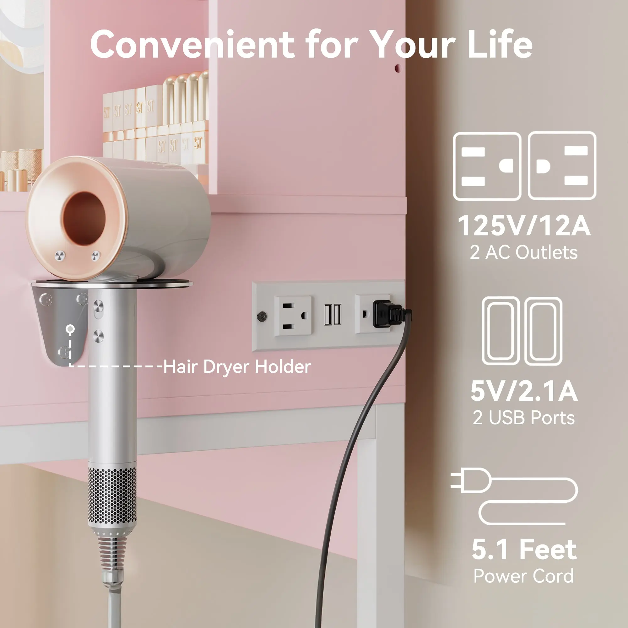 Vanity Desk GJ Pink and White - Image 5