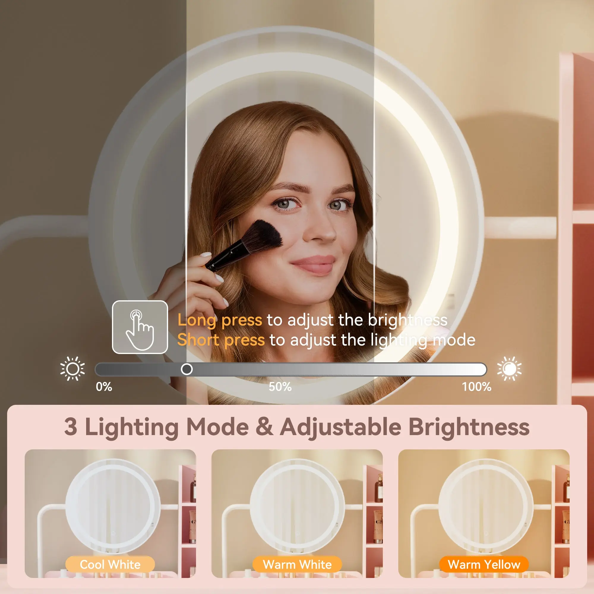 Vanity Desk GJ Pink and White - Image 6