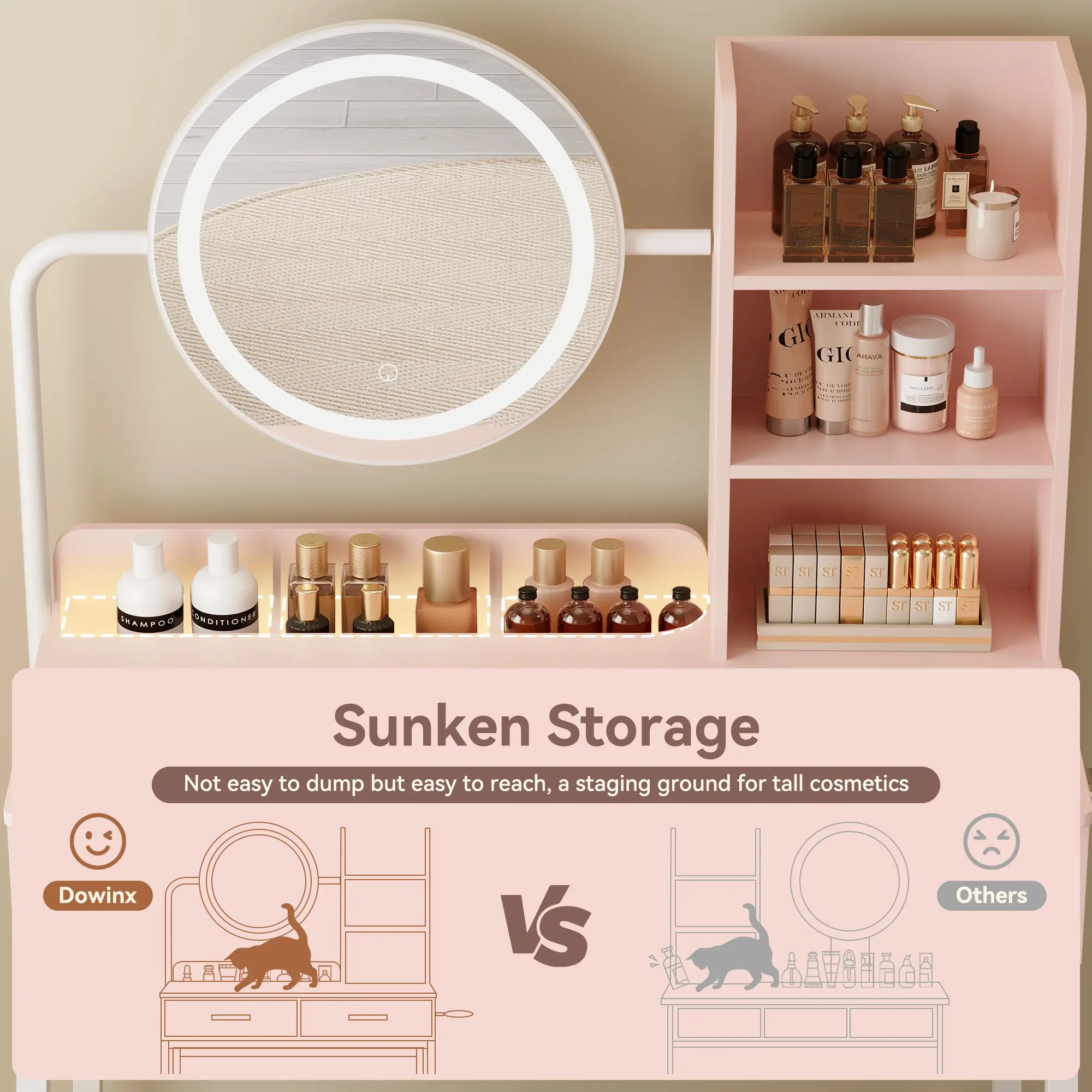 Vanity Desk GJ Pink and White - Image 7